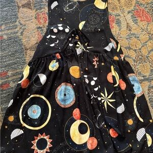 Celestial Print Black Dress